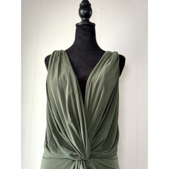 MISA Los Angeles Olive Green Lisa Front Knot Dress Size M - Picture 1 of 8